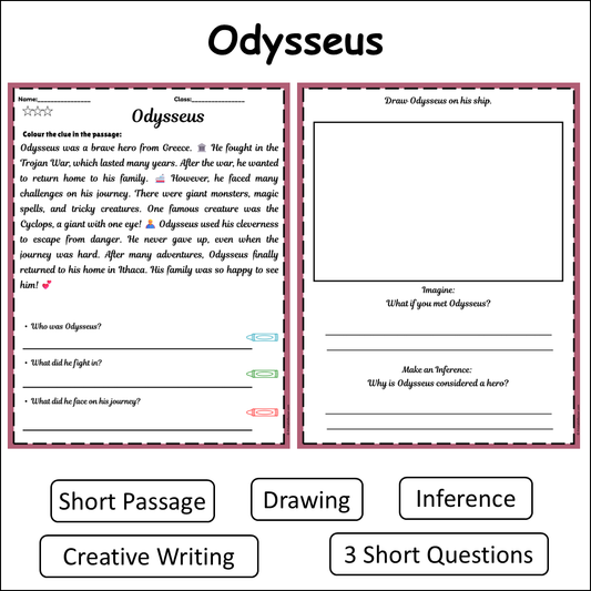 Odysseus | Short Reading Comprehension Creative Worksheet