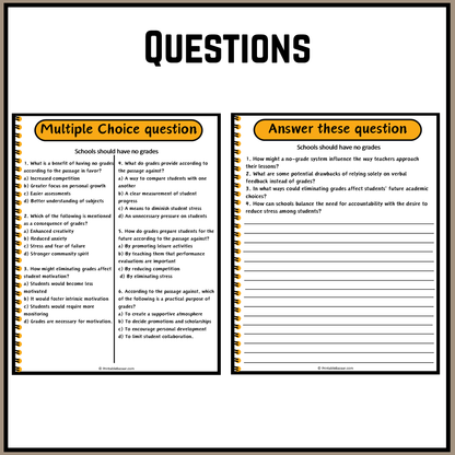 Schools should have no grades | Debate Case Study Worksheet