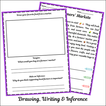Farmers' Markets | Short Reading Comprehension Creative Worksheet