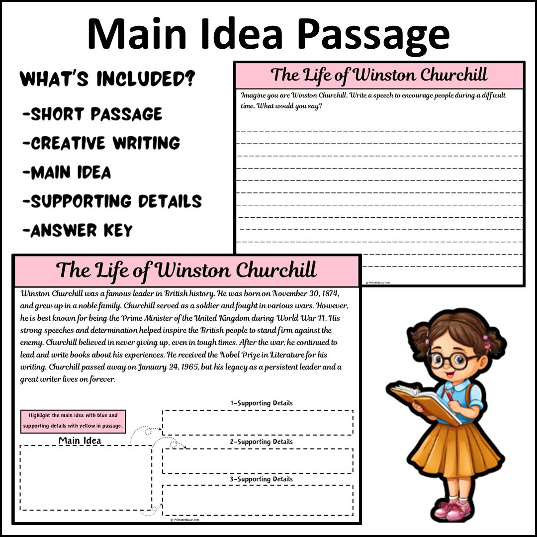 The Life of Winston Churchill | Main Idea and Supporting Details Reading Passage and Questions