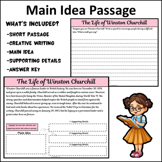 The Life of Winston Churchill | Main Idea and Supporting Details Reading Passage and Questions