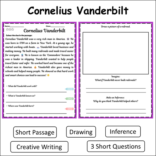 Cornelius Vanderbilt | Short Reading Comprehension Creative Worksheet