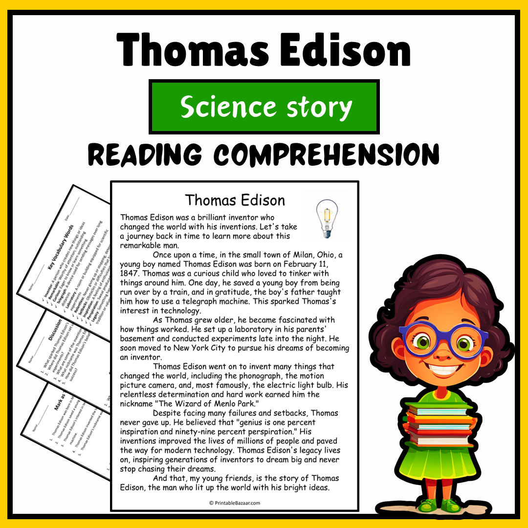 Thomas Edison | Science Story Reading Comprehension Activity