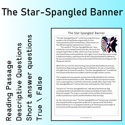 The Star-Spangled Banner | Reading Comprehension Passage Printable Worksheet