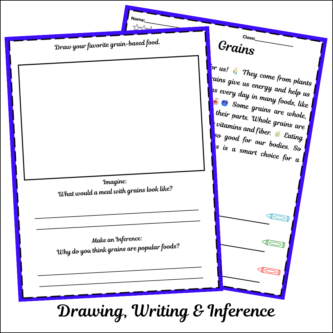 Grains | Short Reading Comprehension Creative Worksheet