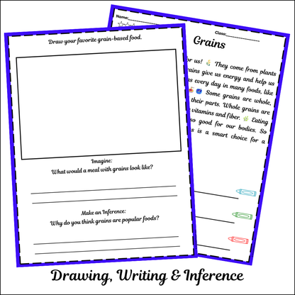 Grains | Short Reading Comprehension Creative Worksheet