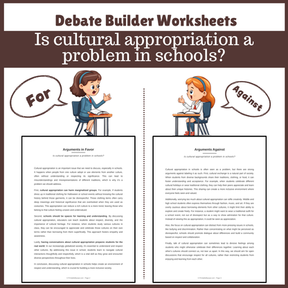 Is cultural appropriation a problem in schools? | Favour and Against Worksheet Printable Activity