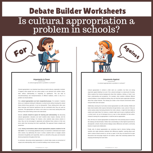 Is cultural appropriation a problem in schools? | Favour and Against Worksheet Printable Activity