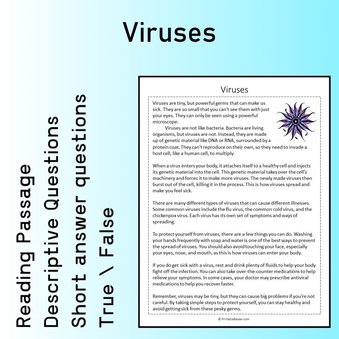 Viruses | Reading Comprehension Passage Printable Worksheet