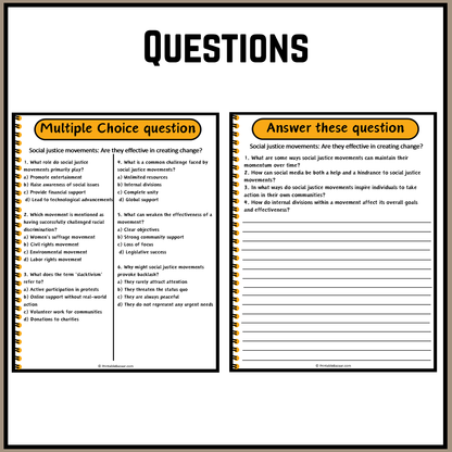 Social justice movements: Are they effective in creating change? | Debate Case Study Worksheet