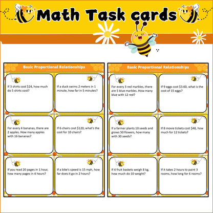 Basic Proportional Relationships | Math Task Cards