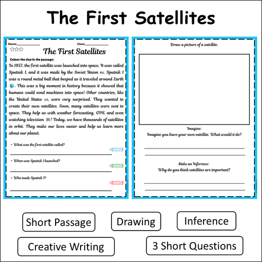 The First Satellites | Short Reading Comprehension Creative Worksheet