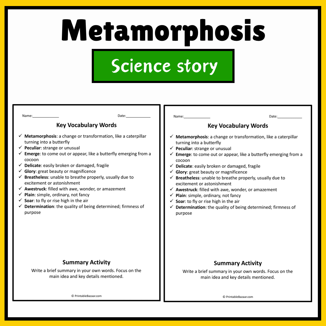 Metamorphosis | Science Story Reading Comprehension Activity