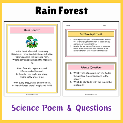 Rain Forest | Science Poem Reading Comprehension Activity