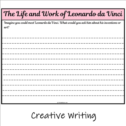 The Life and Work of Leonardo da Vinci | Main Idea and Supporting Details Reading Passage and Questions