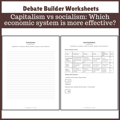 Capitalism vs socialism: Which economic system is more effective? | Favour and Against Worksheet Printable Activity