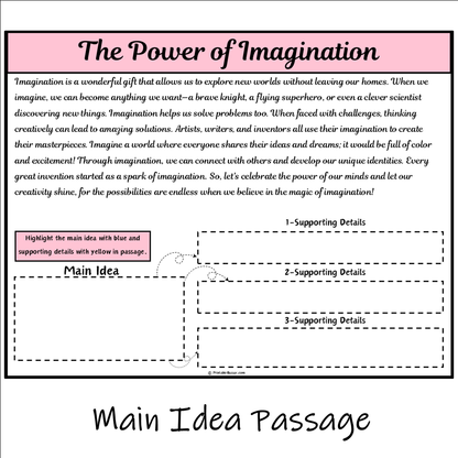 The Power of Imagination | Main Idea and Supporting Details Reading Passage and Questions