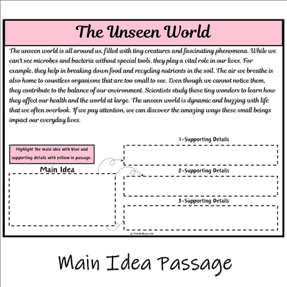 The Unseen World | Main Idea and Supporting Details Reading Passage and Questions