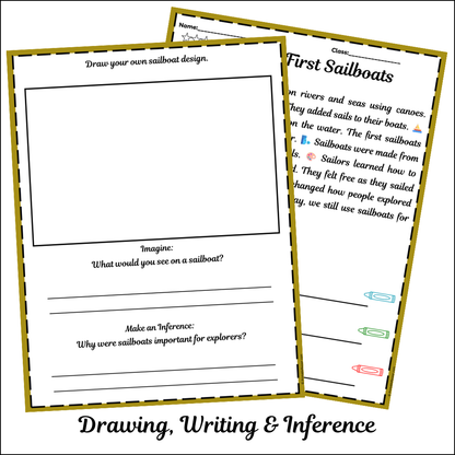 The First Sailboats | Short Reading Comprehension Creative Worksheet