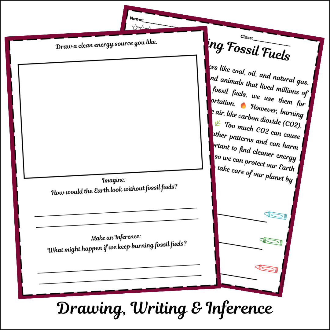 Burning Fossil Fuels | Short Reading Comprehension Creative Worksheet
