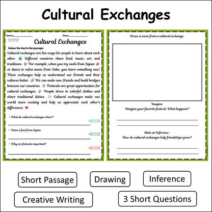 Cultural Exchanges | Short Reading Comprehension Creative Worksheet