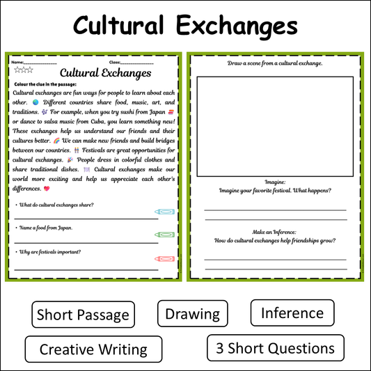 Cultural Exchanges | Short Reading Comprehension Creative Worksheet
