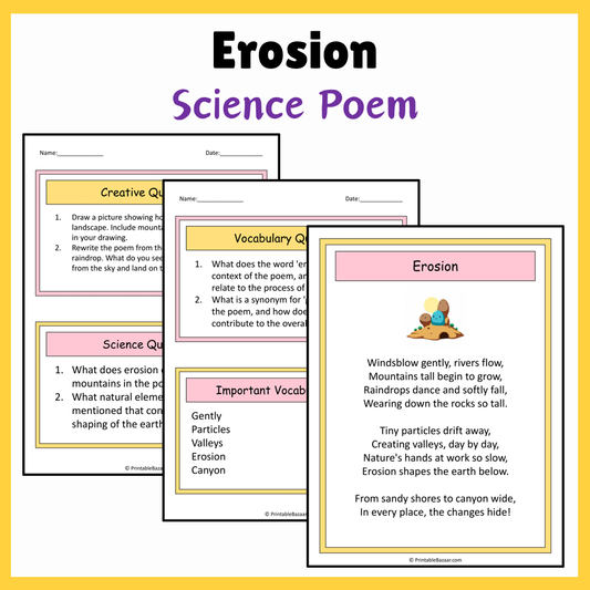 Erosion | Science Poem Reading Comprehension Activity