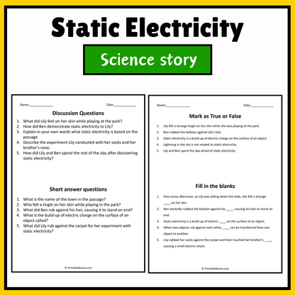 Static Electricity | Science Story Reading Comprehension Activity