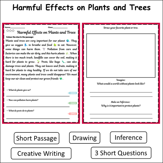 Harmful Effects on Plants and Trees | Short Reading Comprehension Creative Worksheet