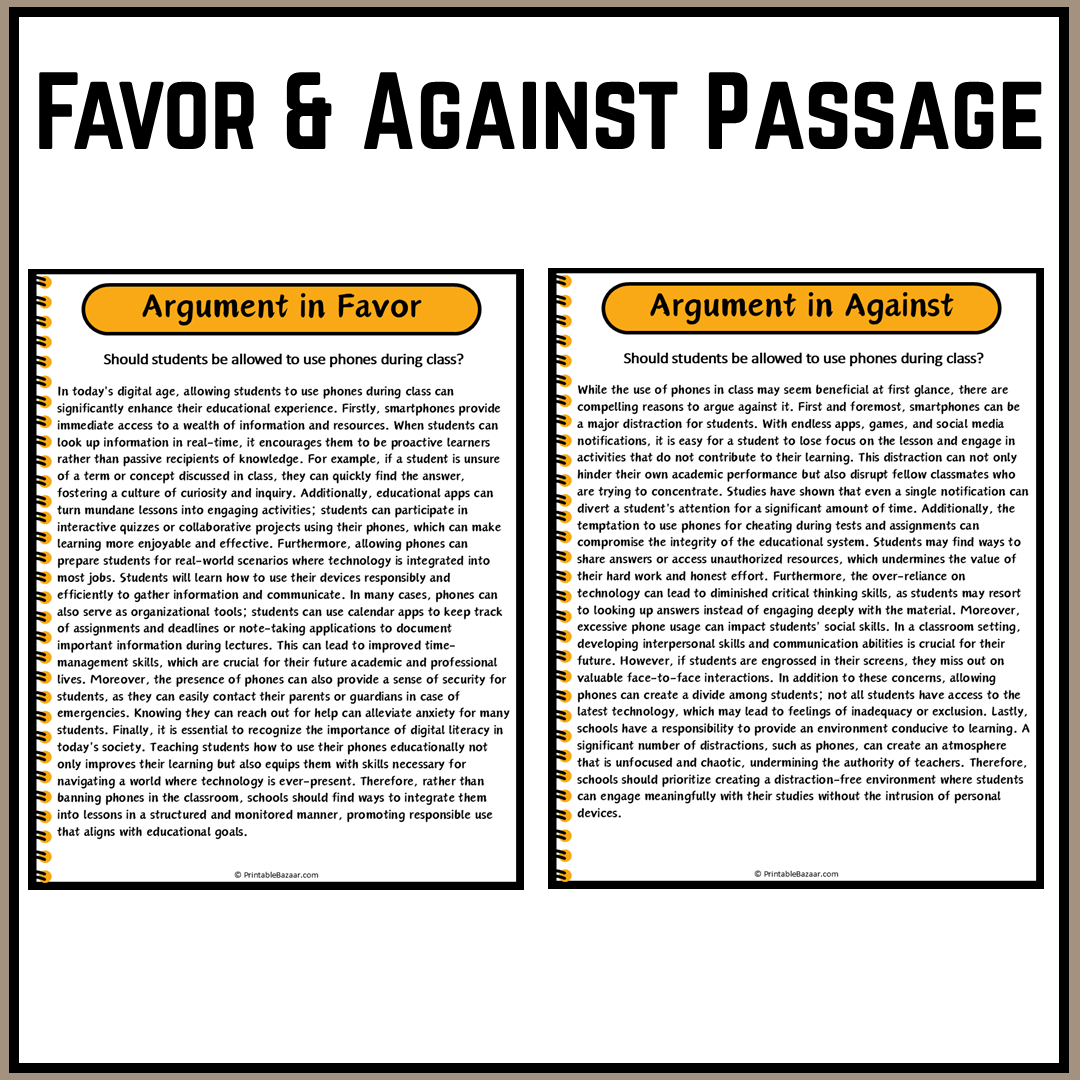 Should students be allowed to use phones during class? | Debate Case Study Worksheet