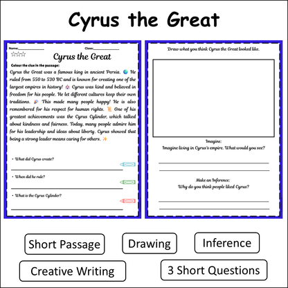 Cyrus the Great | Short Reading Comprehension Creative Worksheet