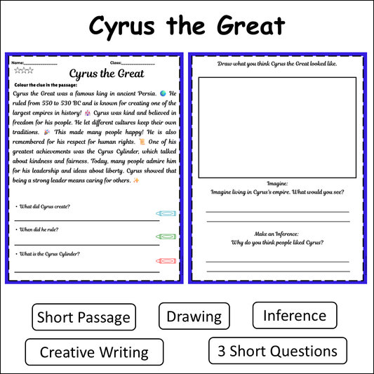 Cyrus the Great | Short Reading Comprehension Creative Worksheet
