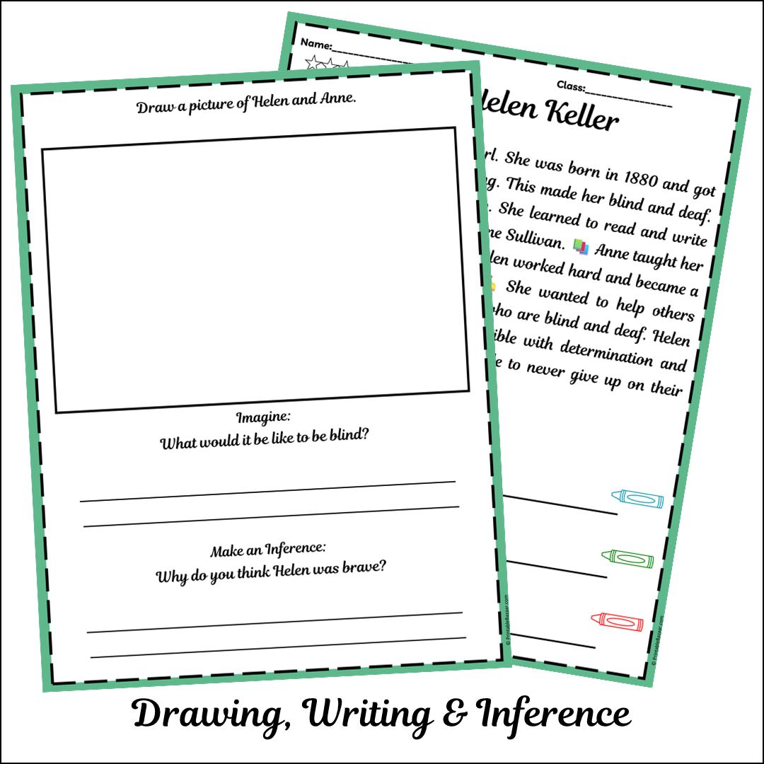 Helen Keller | Short Reading Comprehension Creative Worksheet