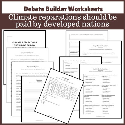 Climate reparations should be paid by developed nations | Favour and Against Worksheet Printable Activity