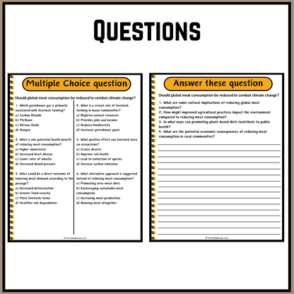 Should global meat consumption be reduced to combat climate change? | Debate Case Study Worksheet