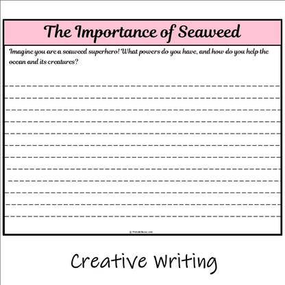 The Importance of Seaweed | Main Idea and Supporting Details Reading Passage and Questions