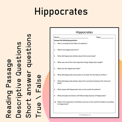 Hippocrates | Reading Comprehension Passage Printable Activity