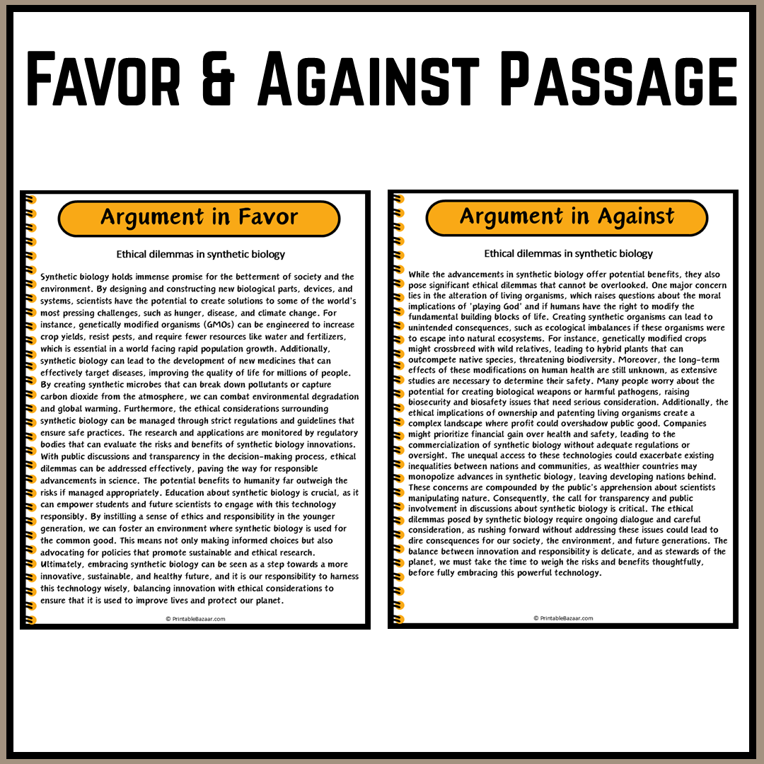 Ethical dilemmas in synthetic biology | Debate Case Study Worksheet