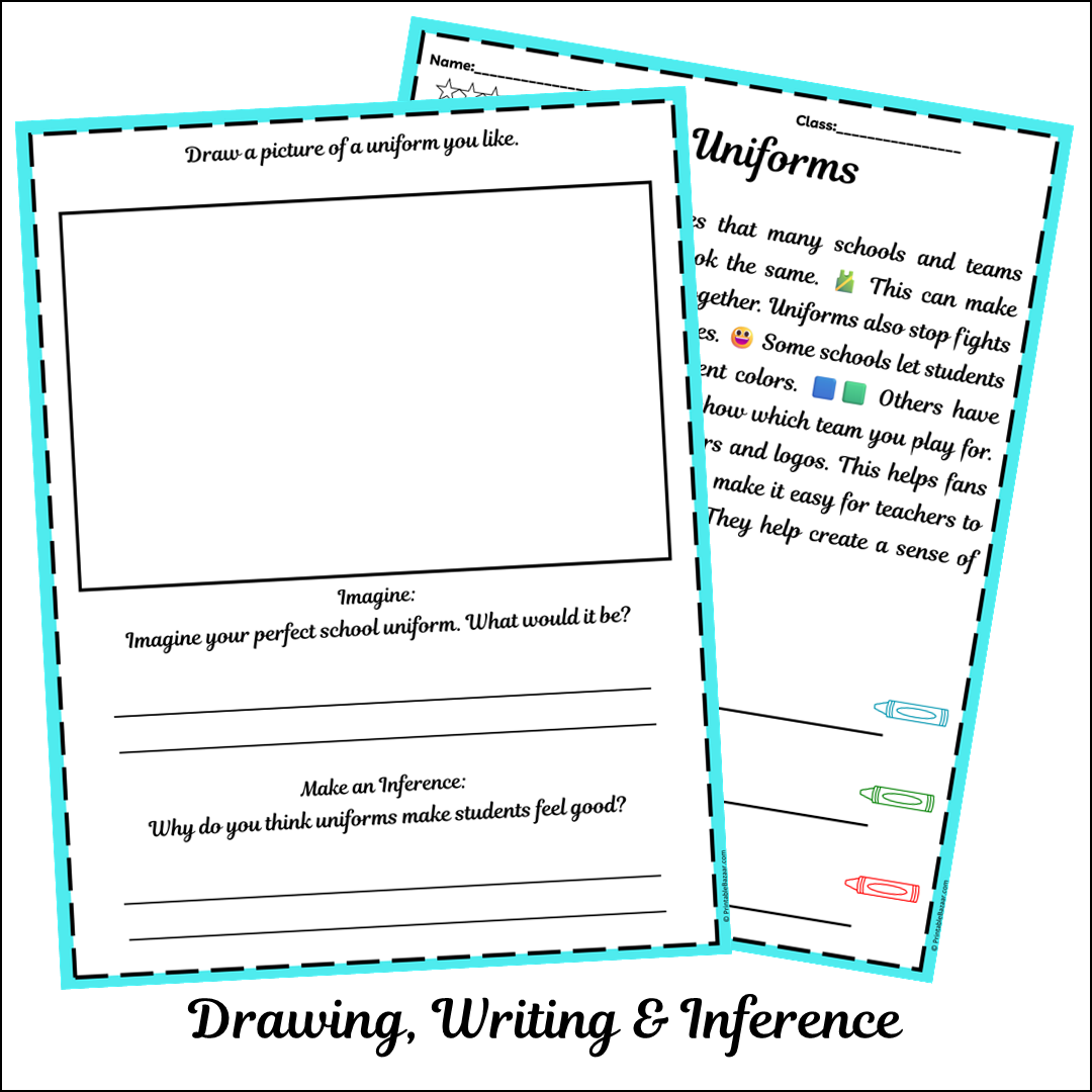 Uniforms | Short Reading Comprehension Creative Worksheet