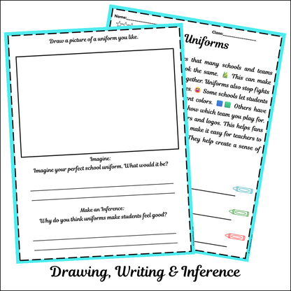 Uniforms | Short Reading Comprehension Creative Worksheet