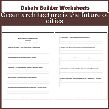 Green architecture is the future of cities | Favour and Against Worksheet Printable Activity