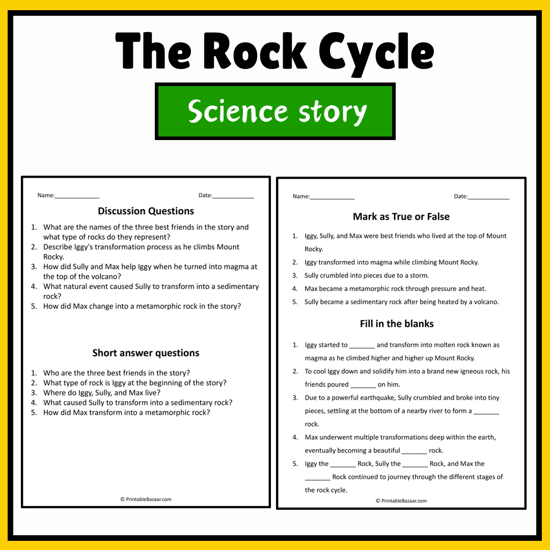 The Rock Cycle | Science Story Reading Comprehension Activity