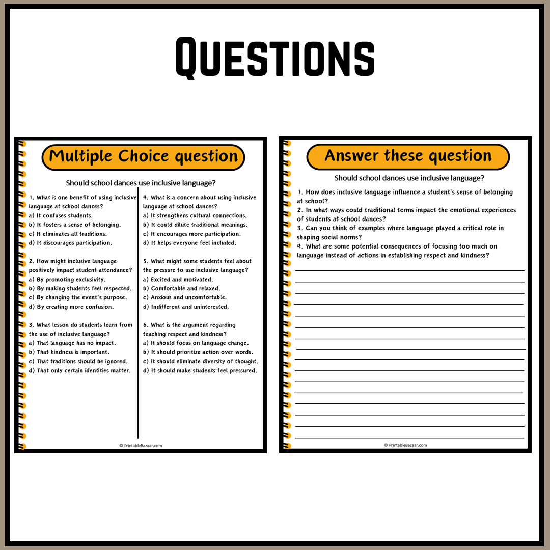 Should school dances use inclusive language? | Debate Case Study Worksheet