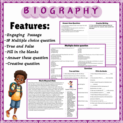 Marie Maynard Daly | Biography Reading Comprehension and Questions Worksheet