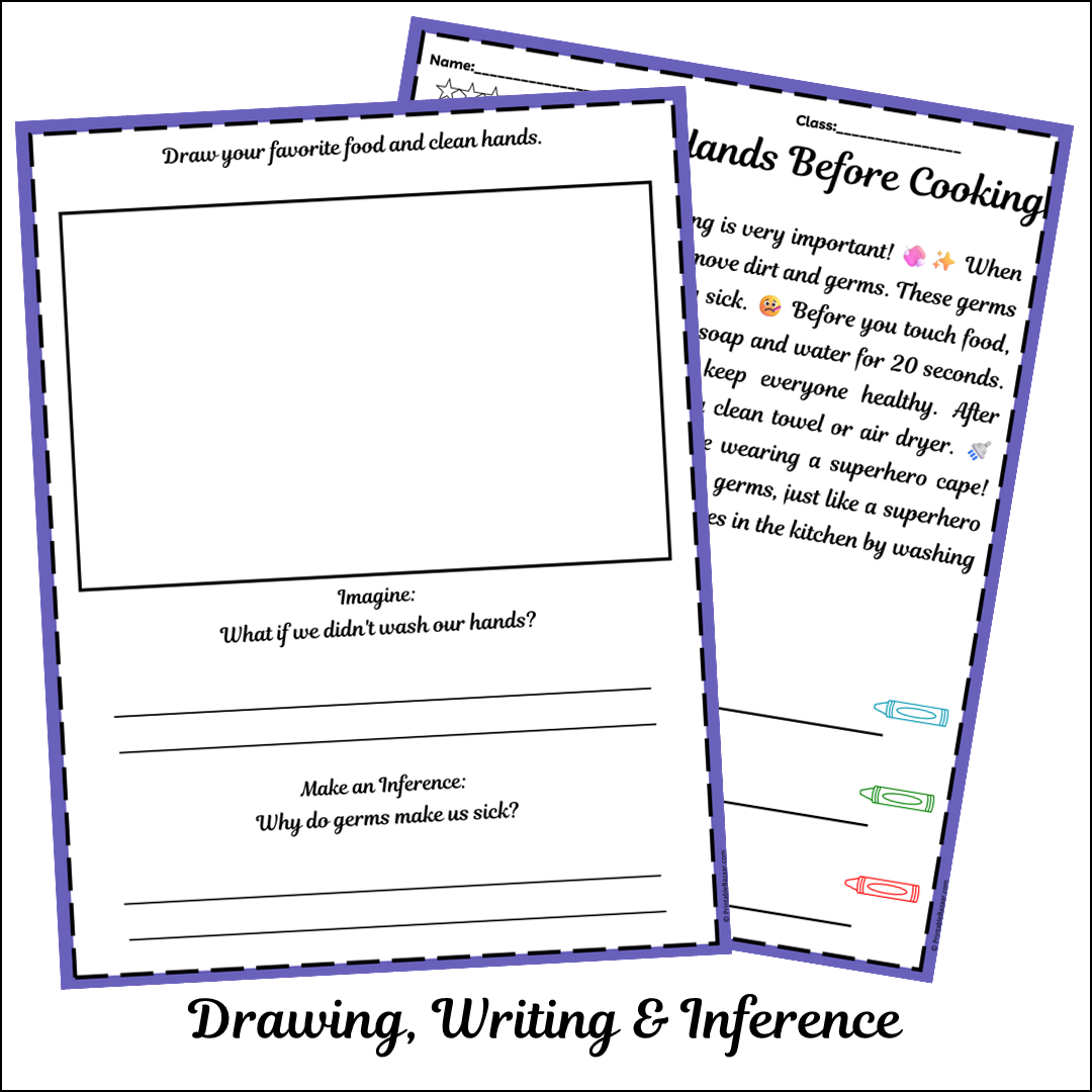 Washing Hands Before Cooking | Short Reading Comprehension Creative Worksheet