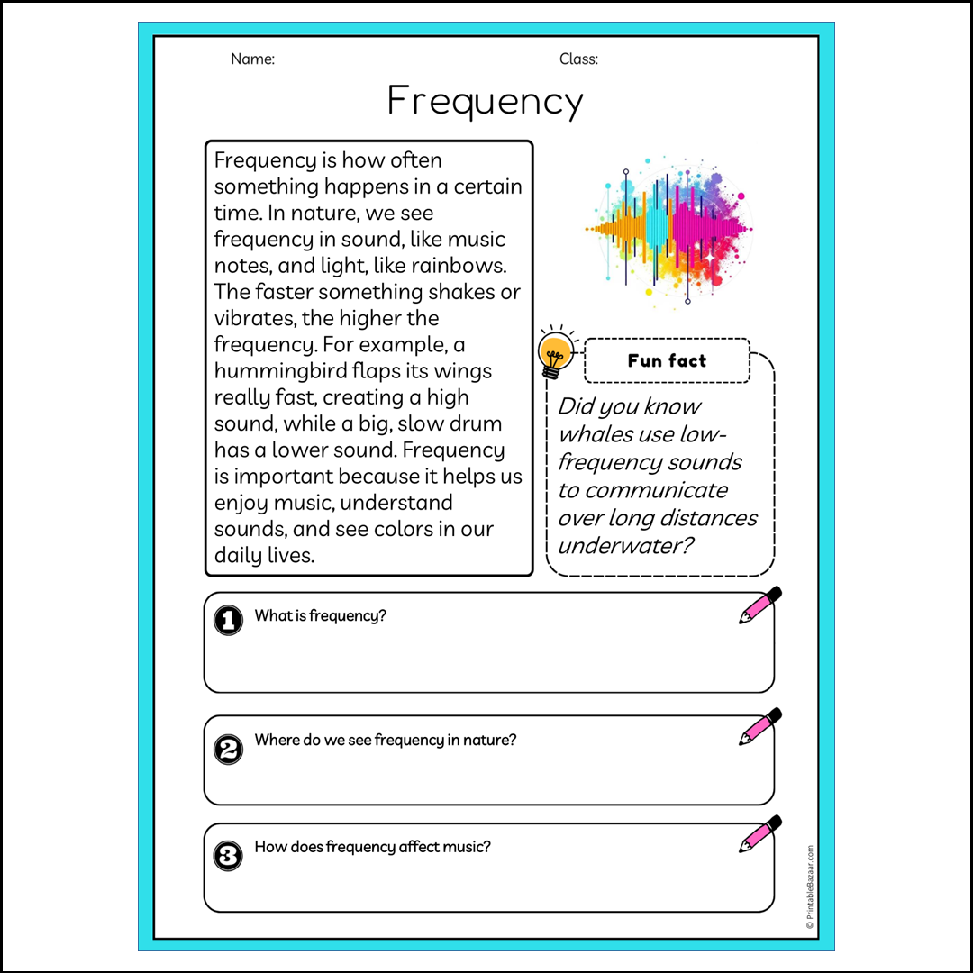 Frequency | Reading Passage Comprehension Questions Writing Facts Worksheet