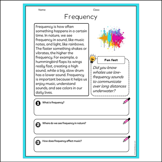 Frequency | Reading Passage Comprehension Questions Writing Facts Worksheet