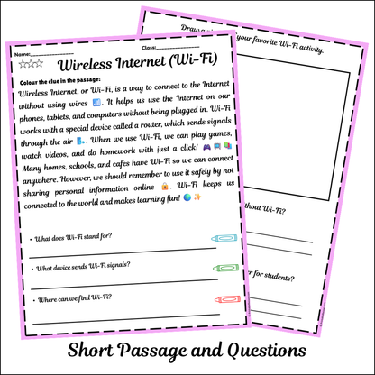 Wireless Internet (Wi-Fi) | Short Reading Comprehension Creative Worksheet