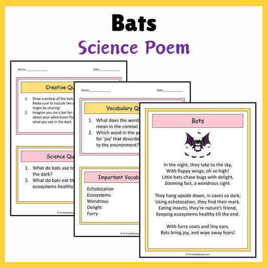 Bats | Science Poem Reading Comprehension Activity