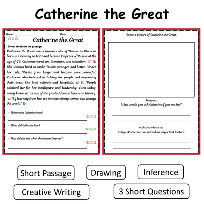 Catherine the Great | Short Reading Comprehension Creative Worksheet